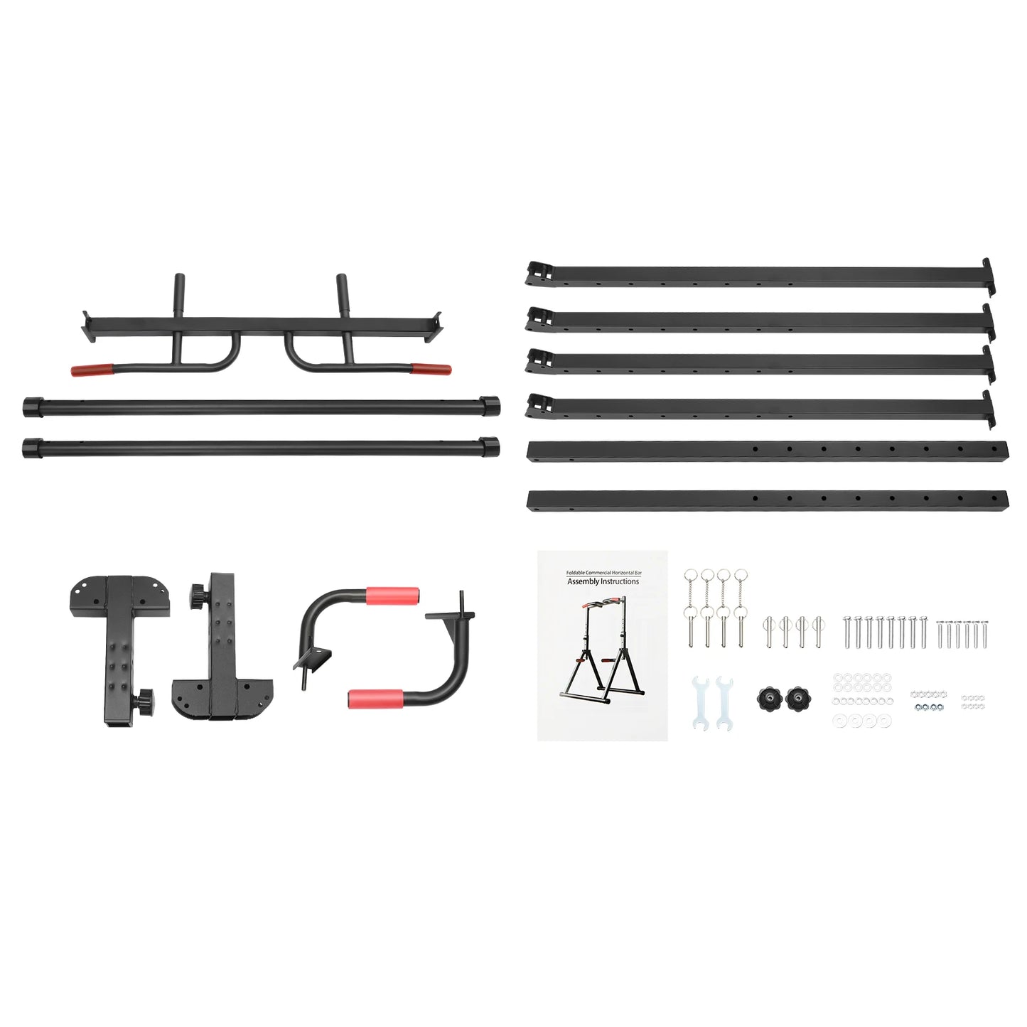 Adjustable Pull Up Bar, 200kg Load Foldable Home Gym Multi-Function Training Station with Parallel Bars for Strength Training