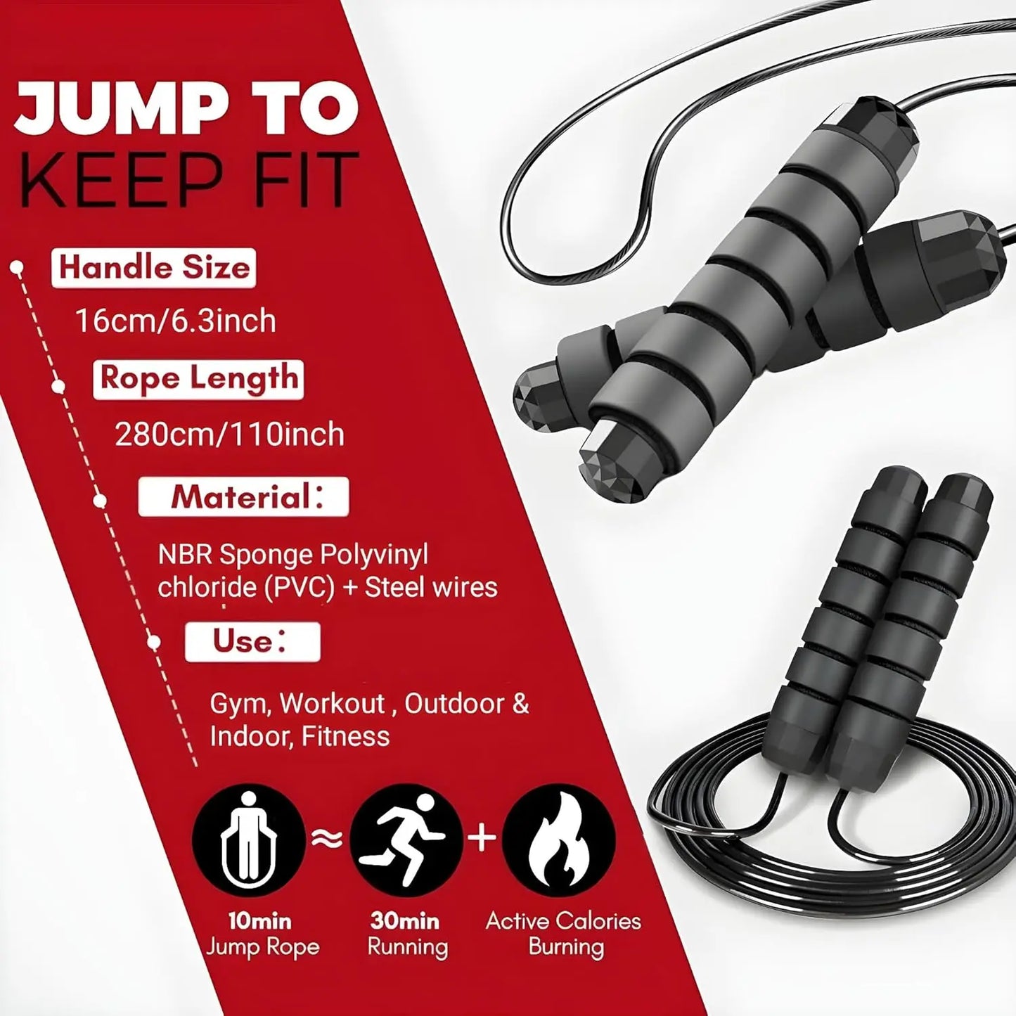Jump Rope - Tangle-Free Rapid Speed with Ball Bearings -jump Rope for Men, Women, Kids and Adults – Home Exercise and Slim Body Adjustable Speed Jump Ropes for Fitness at Home Gym Workout
