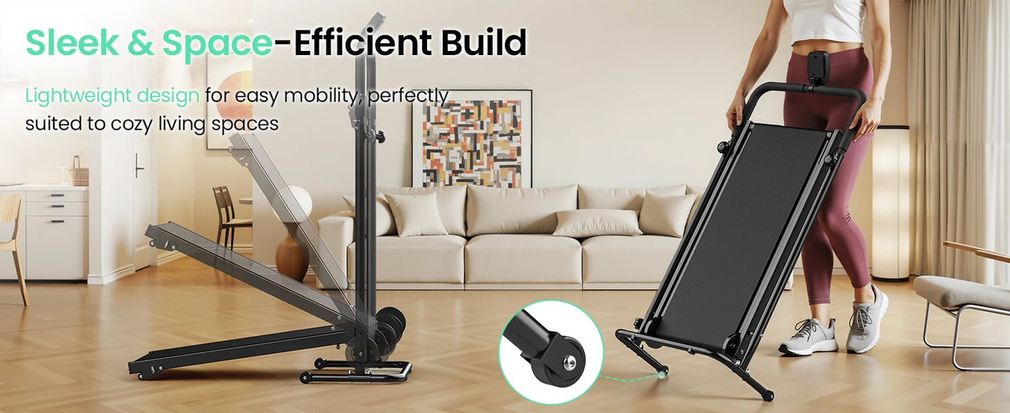 Non-Electric Treadmill with Dual Flywheel & Fixed Incline - Motorless Treadmill with LCD Monitor,Non-Slip Belt,for Home/Gym Use