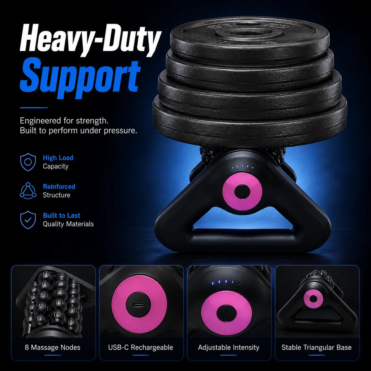 Automatic Electric Massage Roller Textured Fascia Massager Plastic Shell Muscle Roller Massager Compact, Pink | Foam Rollers | Fitness Equipment & Gear | Fitness Running & Yoga