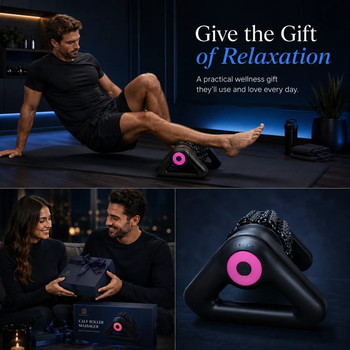 Automatic Electric Massage Roller Textured Fascia Massager Plastic Shell Muscle Roller Massager Compact, Pink | Foam Rollers | Fitness Equipment & Gear | Fitness Running & Yoga