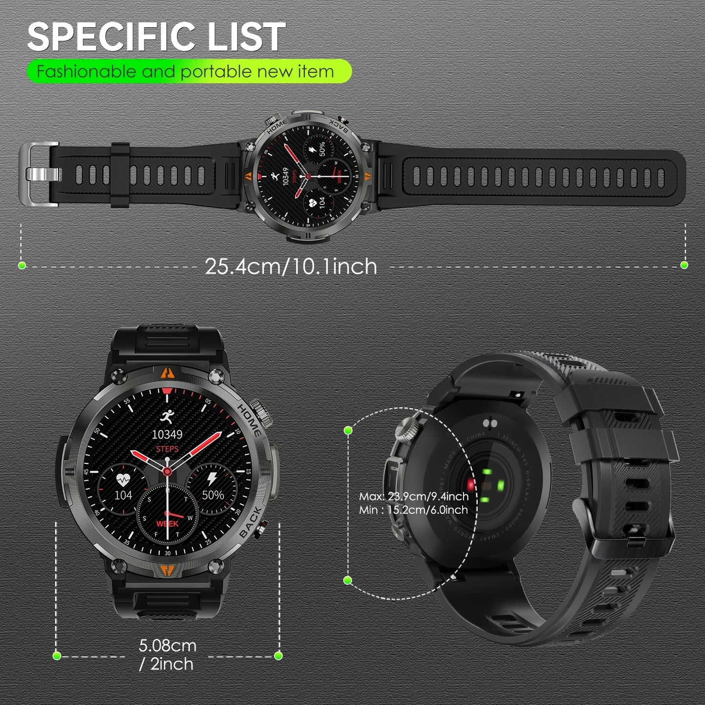 EIGIIS KE3 2025 New Bluetooth Call Smartwatch for Men Full Touch Screen with Health Monitor Heart Rate Flashlight Smart Watch
