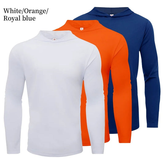 3 Pack Men UPF 50+ Sun Protection Hoodie Long Sleeve T Shirts Pack Quick Dry Shirt for Athletic Running Activewear Workout