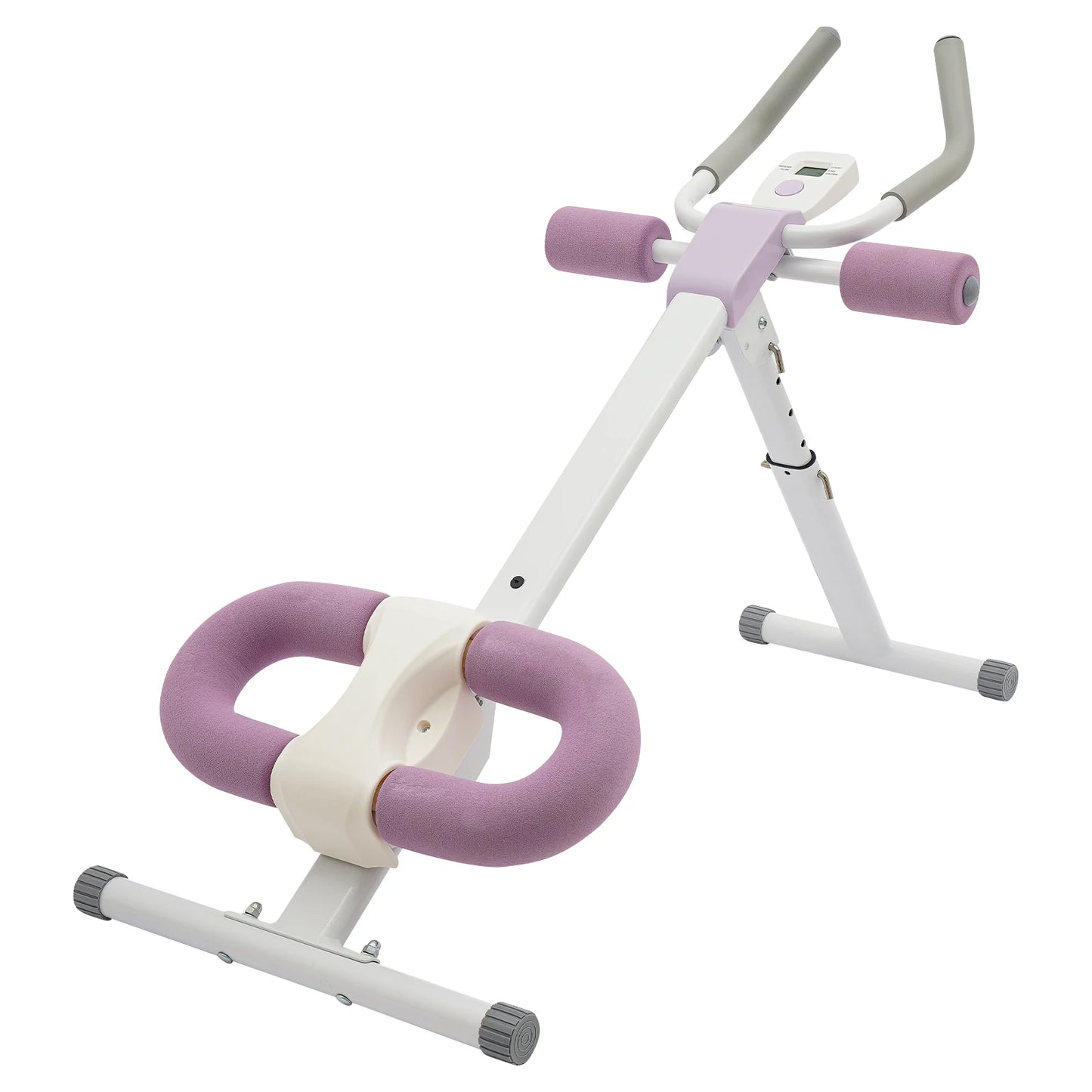 Abdominal Trainer Machine for Home Gym 44.88x19.6x21.2-27.5in 220lbs Capacity Adjustable Incline & Height Abs Workout White+Purple