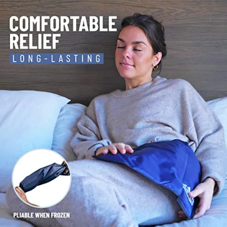 Gel Ice Pack for Back Pain - 21" x 13" Reusable Cold Pads for Hip, Knee, Shoulder Injuries, Muscle Strains