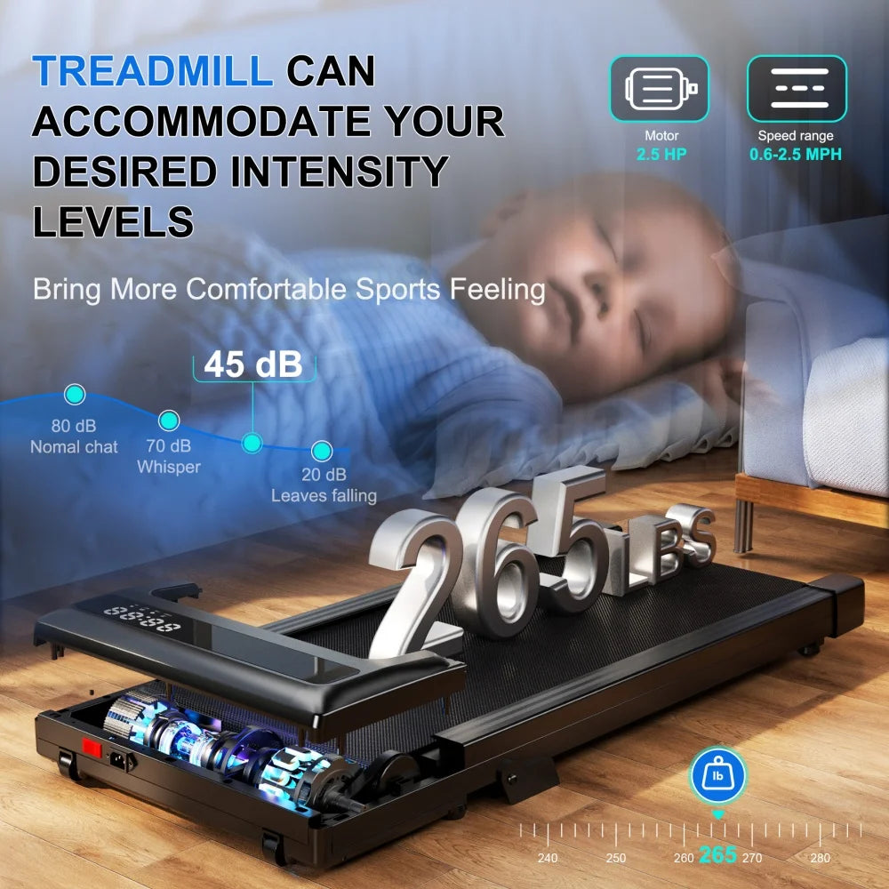 Foldable Treadmill 6% Incline 3.8mph/6kph Walking Pad for Home Treadmills LCD Screen 2.5HP Motor Exercise Machine Max 300lbs