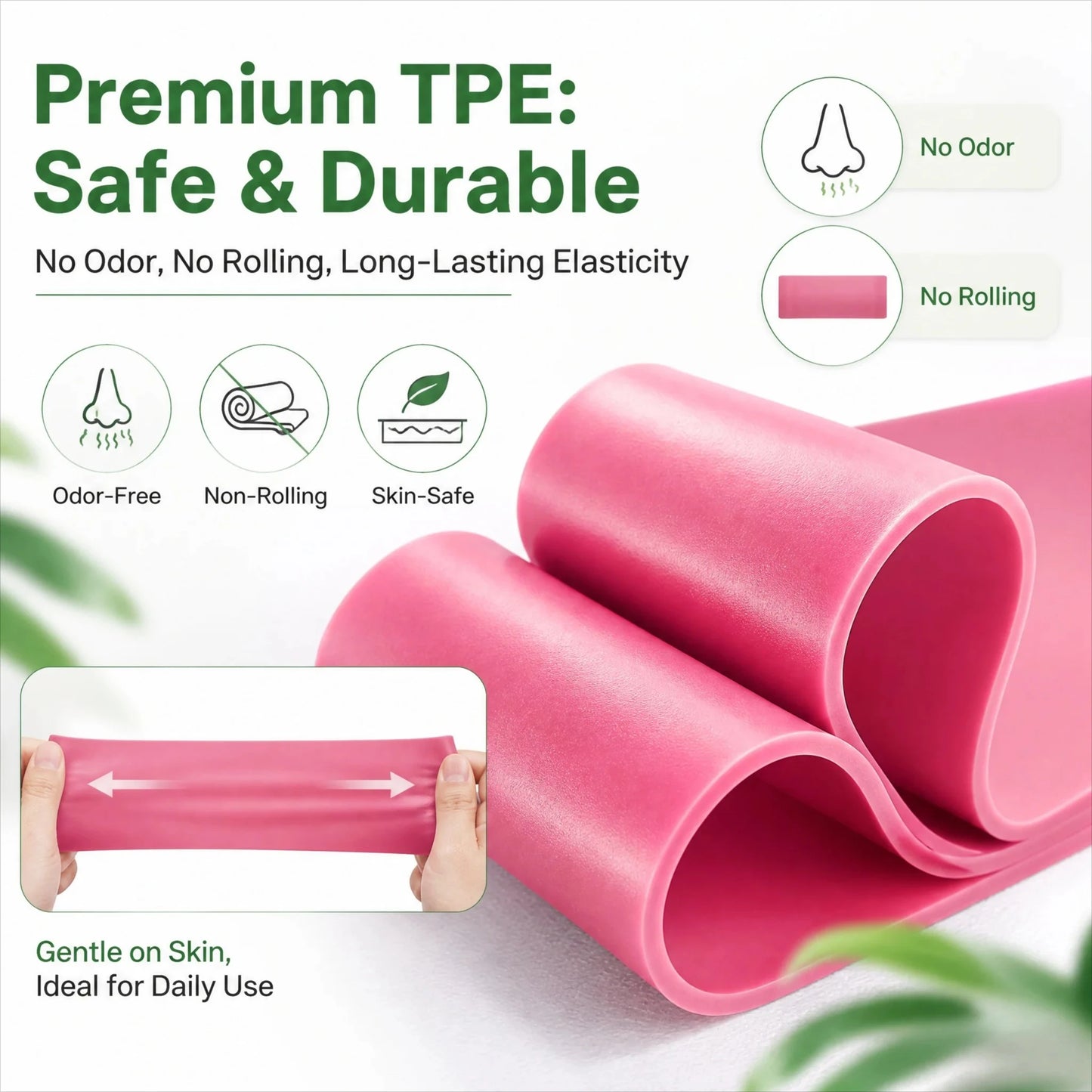 TPE Resistance Bands Set – 5 Levels Non-Slip Booty Exercise Bands for Hip, Legs & Glutes – Home Workout Yoga Fitness Strength Training Equipment
