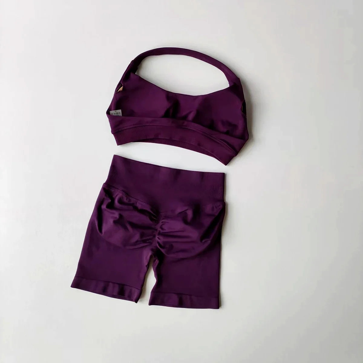 2 Pieces Yoga Suit for Women Seamless Fitness Gym Clothes Halter Sports Bra Matching Impact Shorts Workout Sets Gym Set Outfit