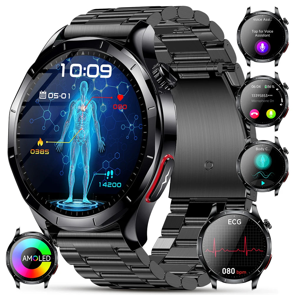 Marsyu ECG+PPG Health Diagnosis Smart watch Men Women sapphire Clock Uric Acid Lipid BP Heart rate Tracker Sports Smart Watch