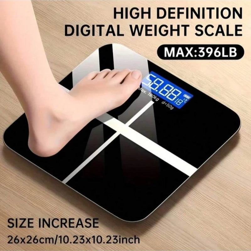 Smart Multi-Function Body Fat & Weight Bathroom Scale with Tempered Glass Wide Platform, 390lbs. For Home, Fitness, Outdoor.