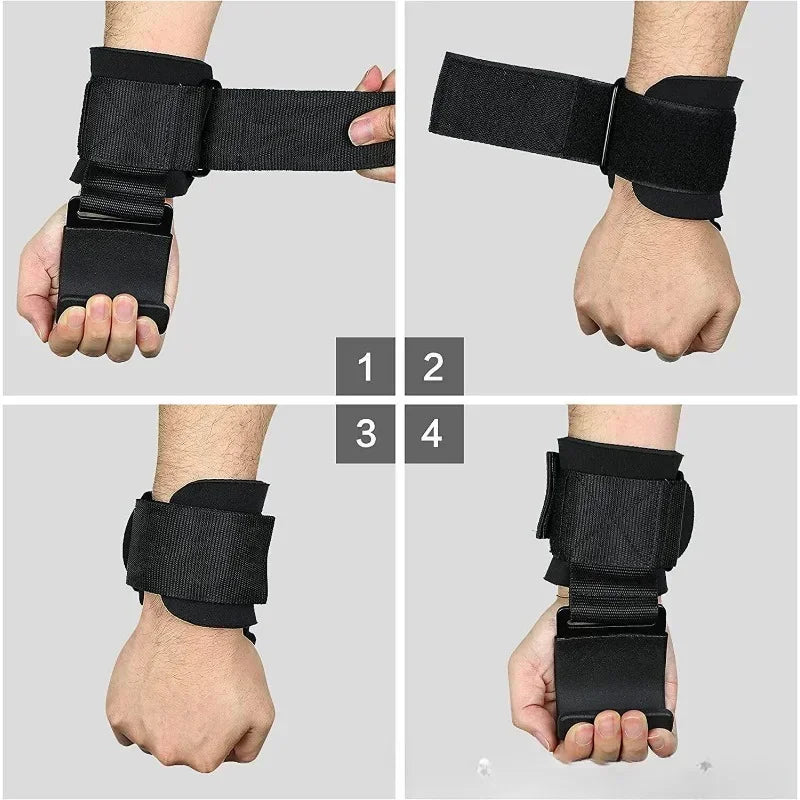 1/2PC Non-Slip Weight Lifting Hookspremium Pair of Straps Weightlifting Deadlift Chin Pull Up and Exercise Fitness Hook Training
