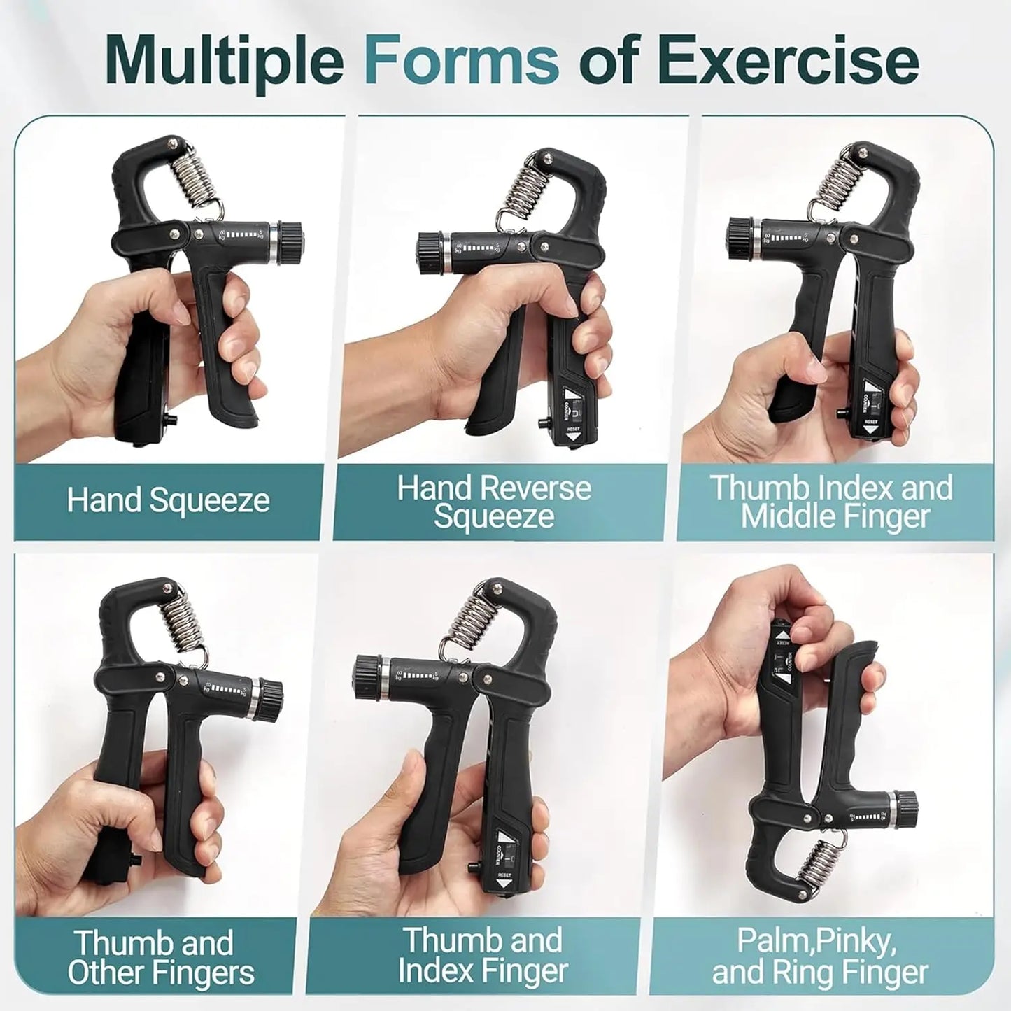 Mechanical Counting Grip Strength Trainer With Finger Exerciser For Muscle Building Hand Injury Recovery Rehabilitation Training