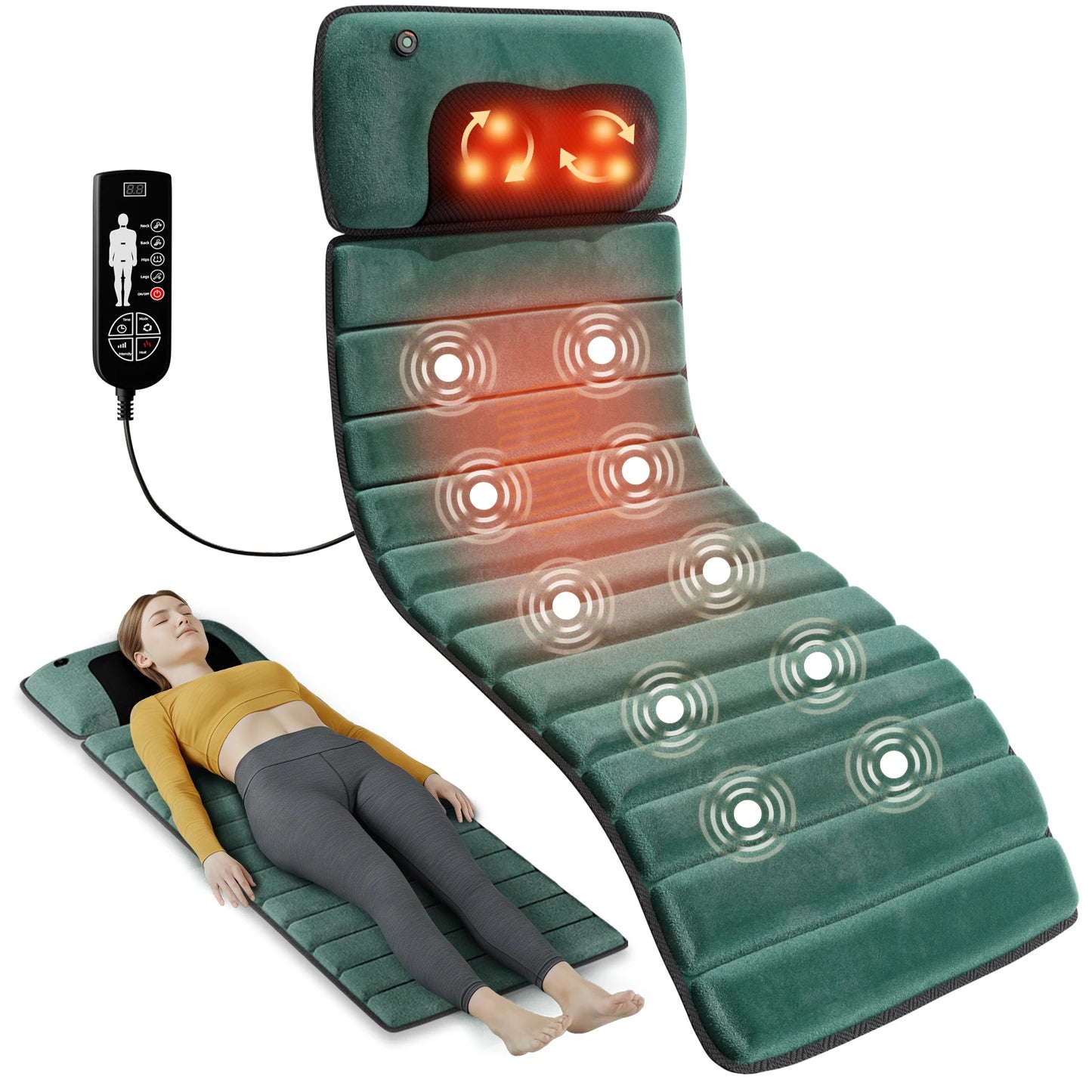 Deep Tissue Full Body Massage Mat, Massager Whole Body Vibration Massage Pad for Back Neck Lumbar Leg, Portable Massage Machine, 10 Vibrating Motors Detachable Massage Pad, Back Pain Relief Muscle Relaxation for Home Office B