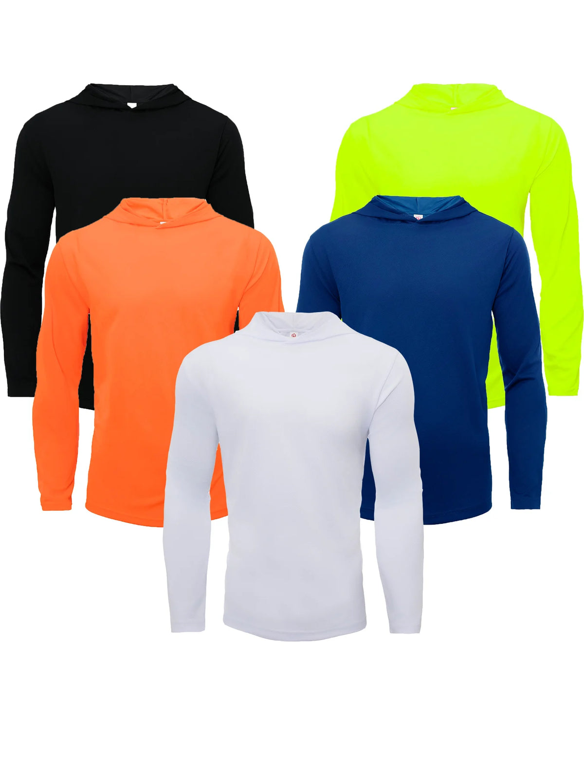 5 Pack Mens Active Athletic T-Shirts Set Long Sleeve UPF 50+ Sun Protective Quick Dry Hoodies Workout Shirt