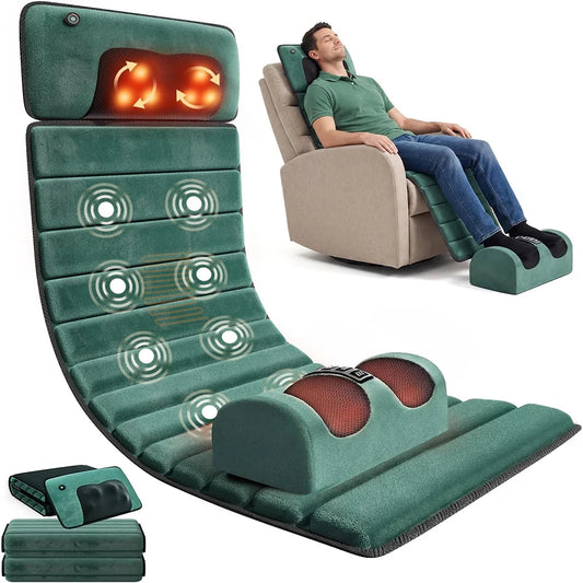 Deep Tissue Full Body Massage Mat, Massager Whole Body Vibration Massage Pad for Back Neck Lumbar Leg, Portable Massage Machine, 10 Vibrating Motors Detachable Massage Pad, Back Pain Relief Muscle Relaxation for Home Office B