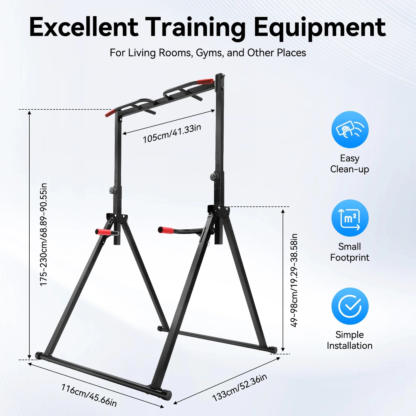 Adjustable Pull Up Bar, 200kg Load Foldable Home Gym Multi-Function Training Station with Parallel Bars for Strength Training