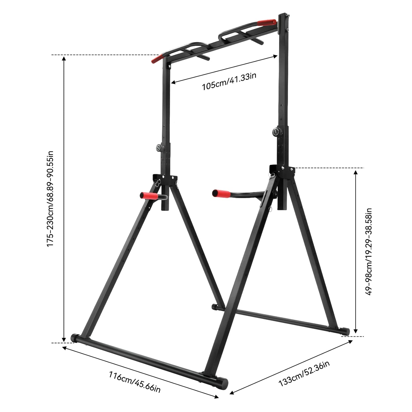 Adjustable Pull Up Bar, 200kg Load Foldable Home Gym Multi-Function Training Station with Parallel Bars for Strength Training