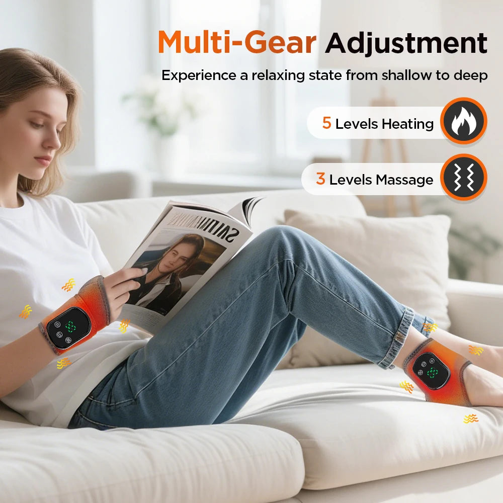 Rechargeable Electric Heating Ankle Brace Massager Hot Compress And Vibration Massage for Foot Muscle Relaxation