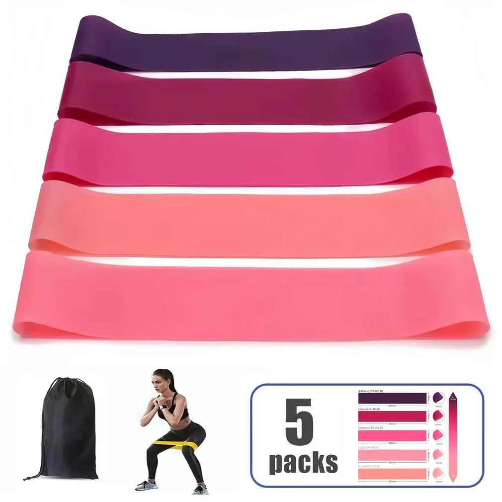 Home Workout 5 Weight Levels TPE Thickened Resistance Loop Bands Elastic Exercise Bands Pilates Strength Yoga Training Equipment