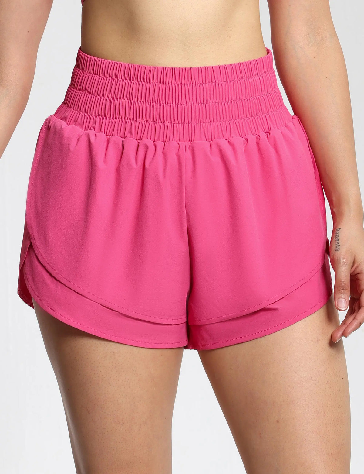 THE GYM PEOPLE Women's High Waisted Worktout Shorts Quick Dry Running Athletic Shorts with Mesh Liner Zipper Pocket