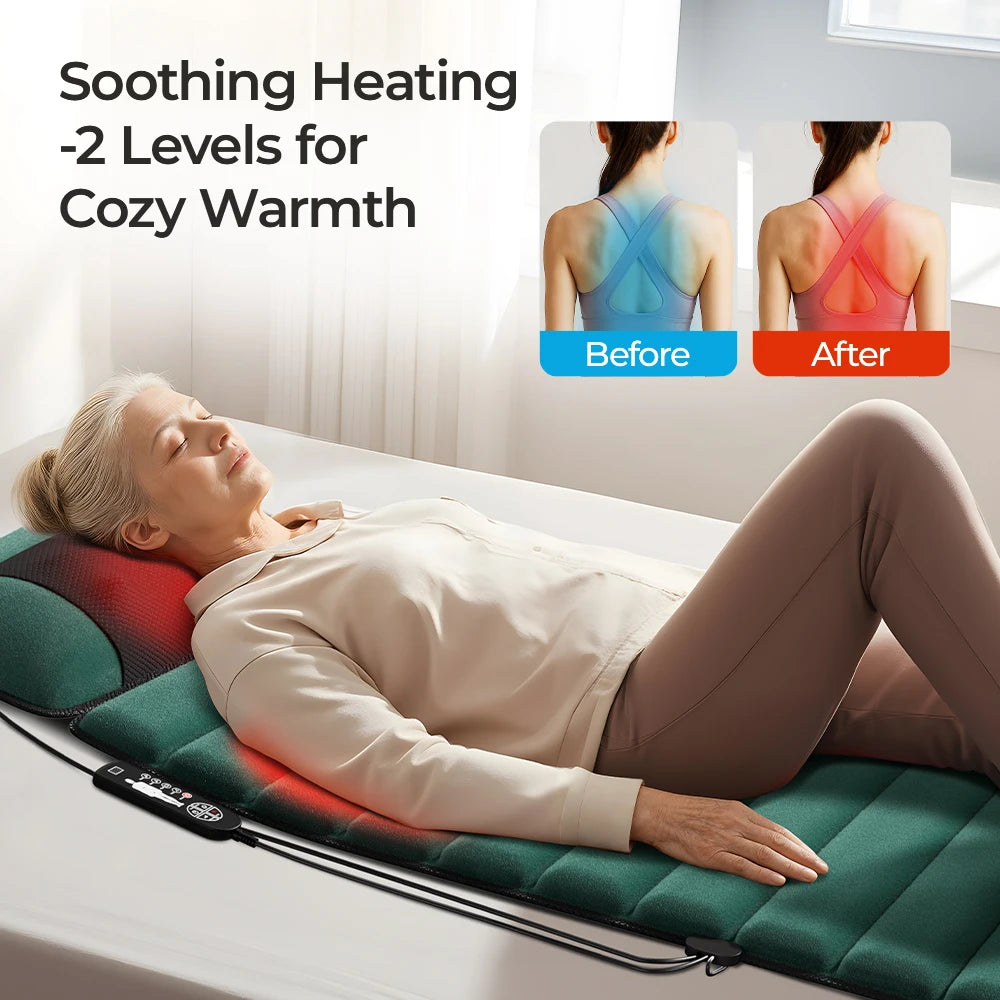 Deep Tissue Full Body Massage Mat, Massager Whole Body Vibration Massage Pad for Back Neck Lumbar Leg, Portable Massage Machine, 10 Vibrating Motors Detachable Massage Pad, Back Pain Relief Muscle Relaxation for Home Office B