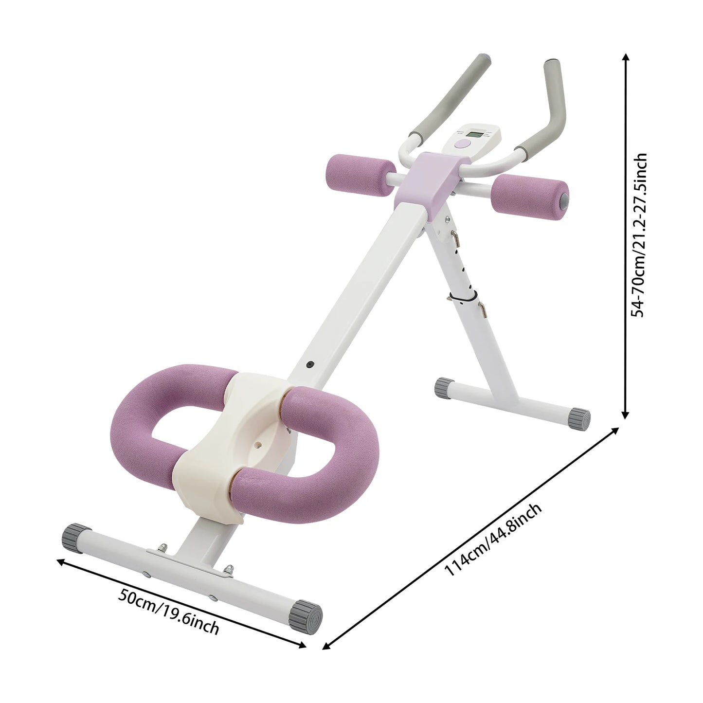 Abdominal Trainer Machine for Home Gym 44.88x19.6x21.2-27.5in 220lbs Capacity Adjustable Incline & Height Abs Workout White+Purple