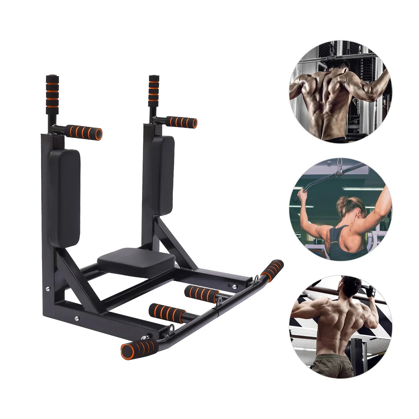 Wall Mounted Pull Up Bar Training Equipment Fitness Dip Stand Supports to 440 Lbs for for Indoor Home Gym Workout