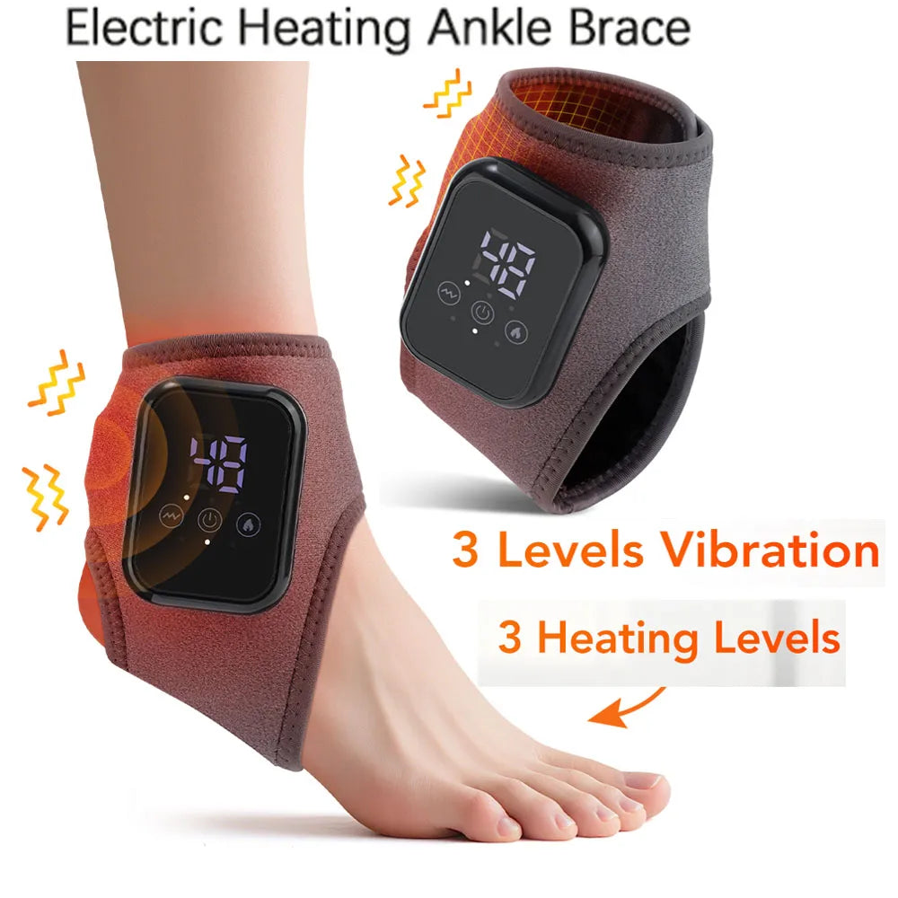 Rechargeable Electric Heating Ankle Brace Massager Hot Compress And Vibration Massage for Foot Muscle Relaxation