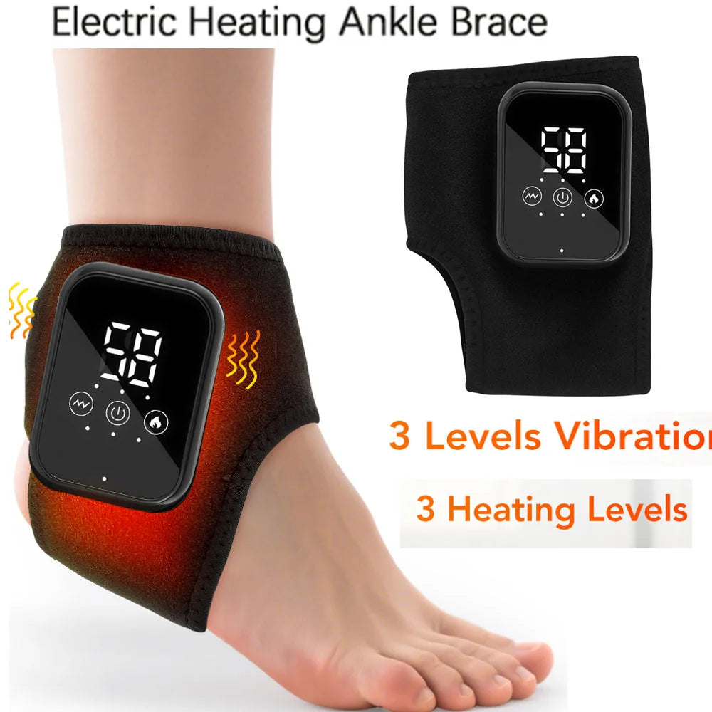 Rechargeable Electric Heating Ankle Brace Massager Hot Compress And Vibration Massage for Foot Muscle Relaxation