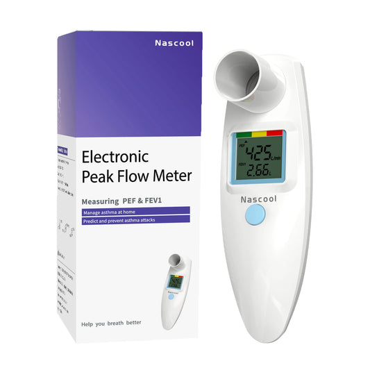 Nascool Digital Peak Flow Meter for Asthma COPD, Spirometer for PEF & FEV1 Test