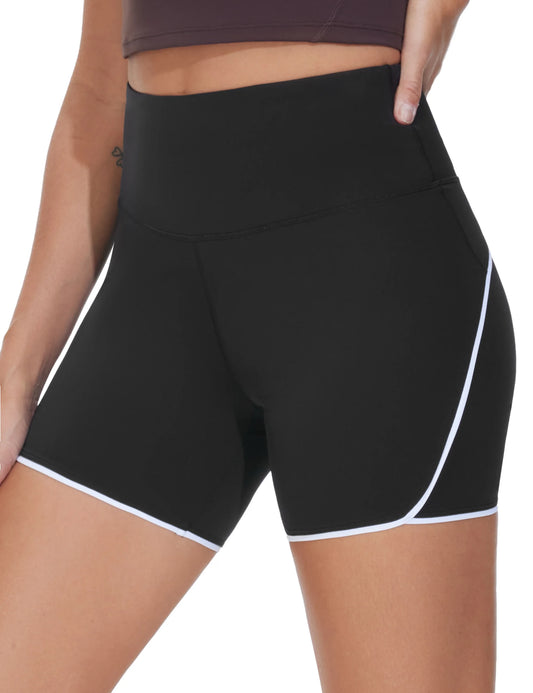 THE GYM PEOPLE Women's High Waisted Workout Shorts Stretchy Breathable Dolphin Split Running Yoga Lounge Shorts