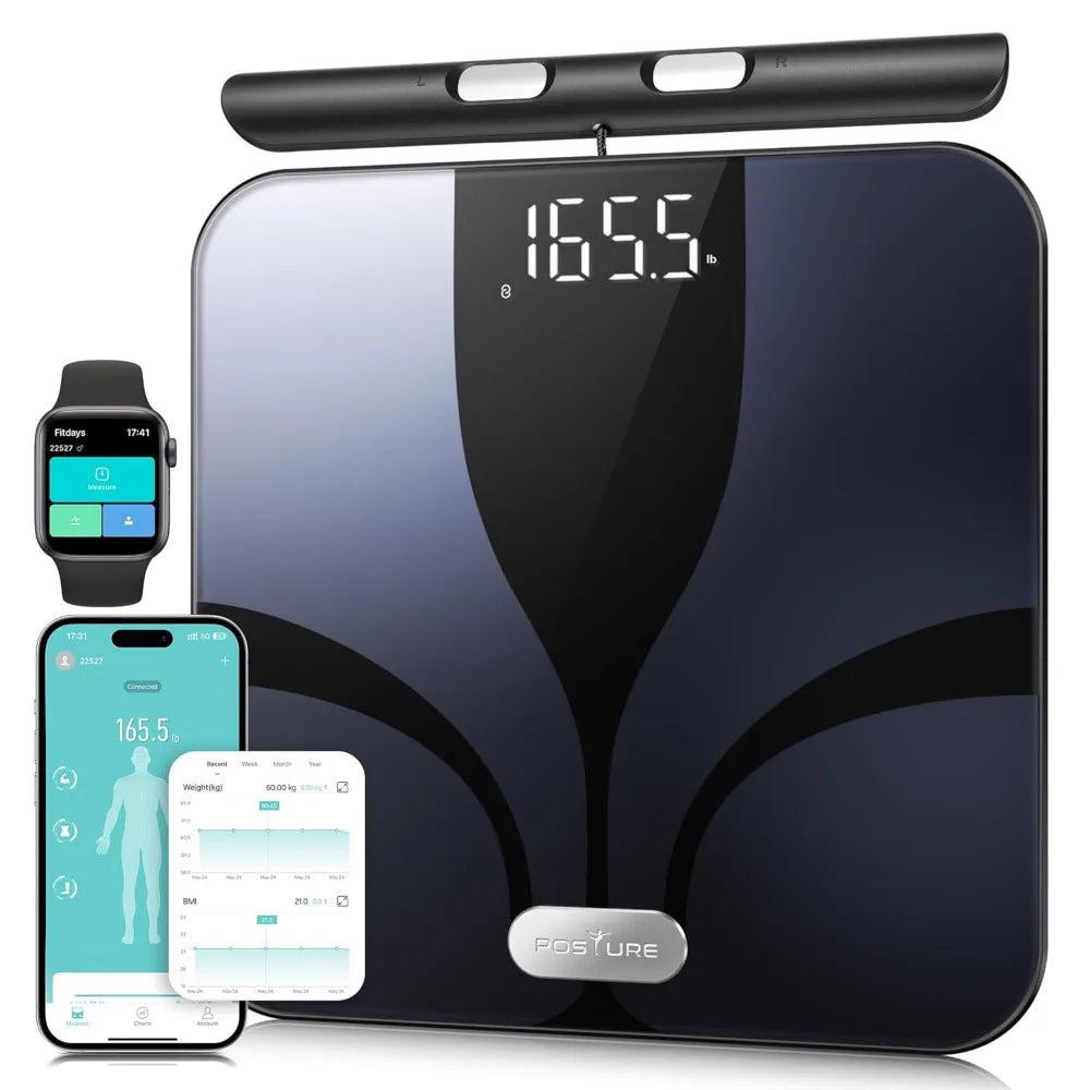 Posture Scale for Body Weight and Fat, Digital Bathroom Scale BMI Weighing Bluetooth Body Fat Scale, 8 Electrode Smart Body