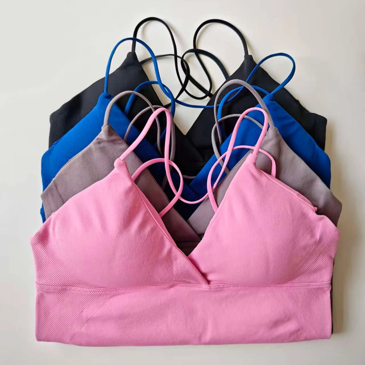 NCLAGEN Vision Twist Front Longline Top Women's Seamless Thin Straps Yoga Gym Workout Vest Running Tank Tops Fitness Clothing