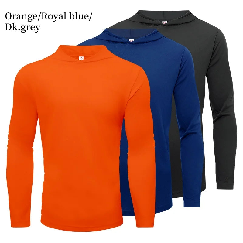 3 Pack Men UPF 50+ Sun Protection Hoodie Long Sleeve T Shirts Pack Quick Dry Shirt for Athletic Running Activewear Workout