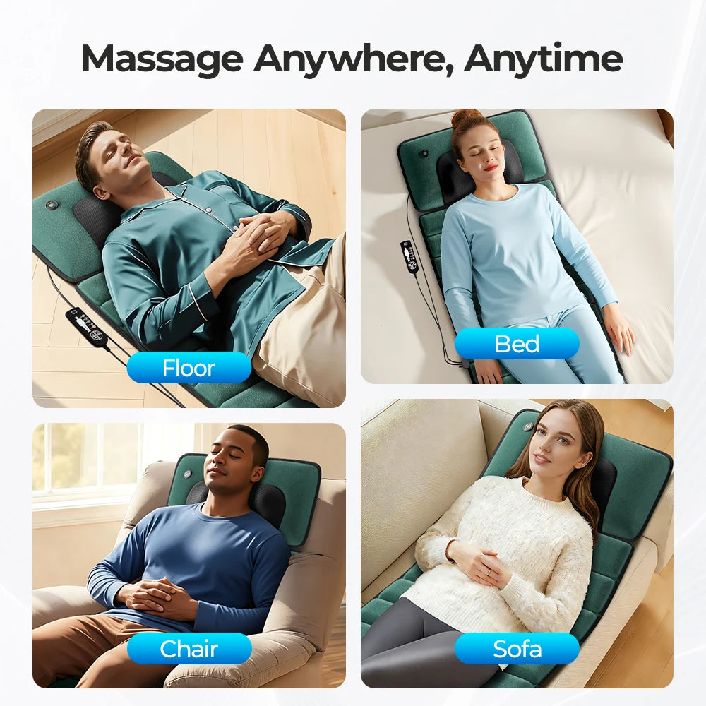 Deep Tissue Full Body Massage Mat, Massager Whole Body Vibration Massage Pad for Back Neck Lumbar Leg, Portable Massage Machine, 10 Vibrating Motors Detachable Massage Pad, Back Pain Relief Muscle Relaxation for Home Office B