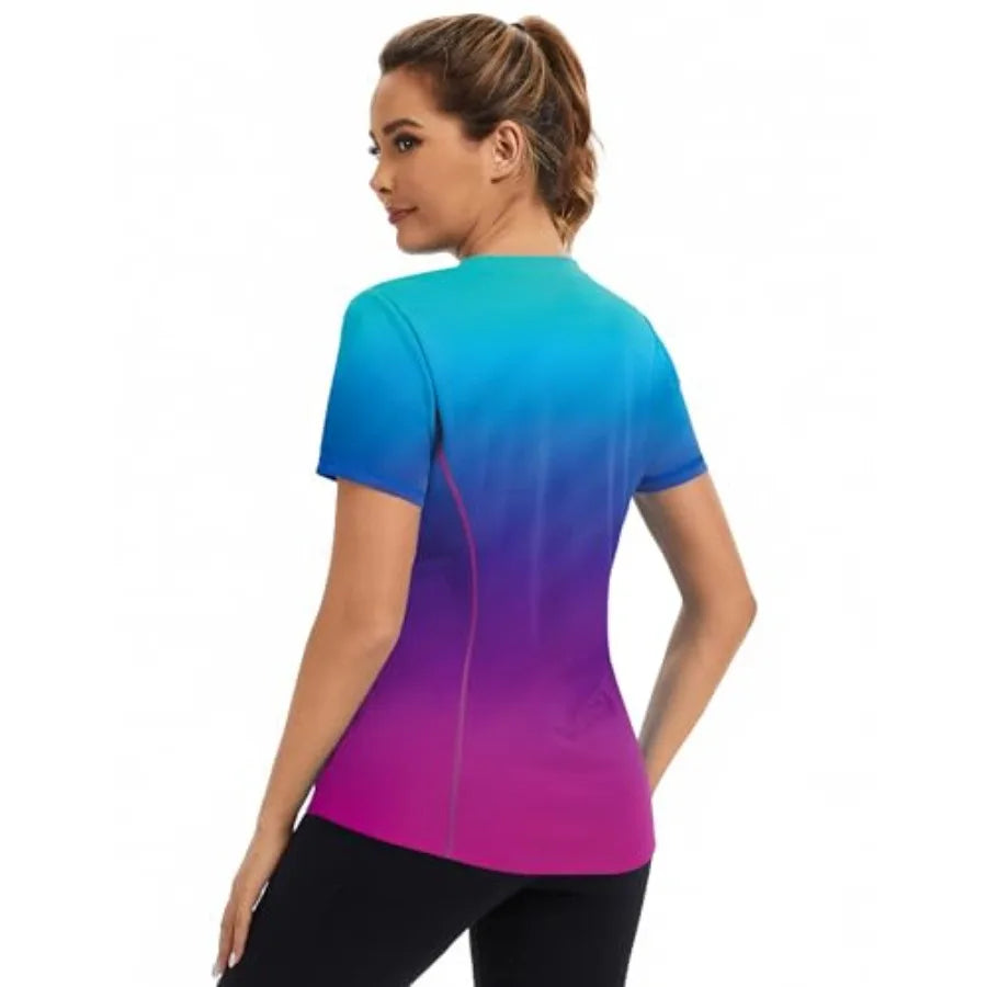 Women's Short Sleeve Workout Tops Quick Dry Athletic UPF50+ Sun Protection Shirts Gym Hiking Running Yoga Clothes