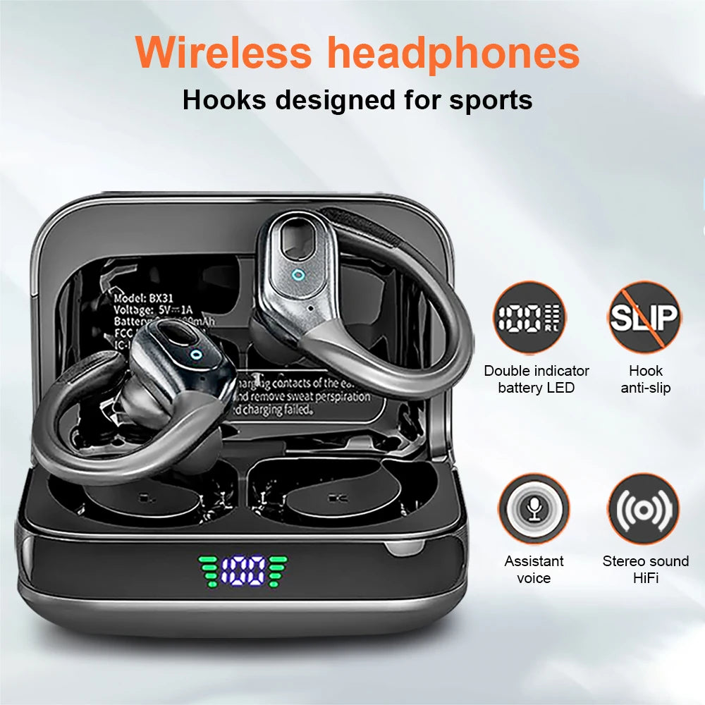 GREATWALL TWS Wireless Bluetooth Earphones Headset Wireless 5.3 Sports ear-hook Headset Stereo noise reduction Earbuds HD Call