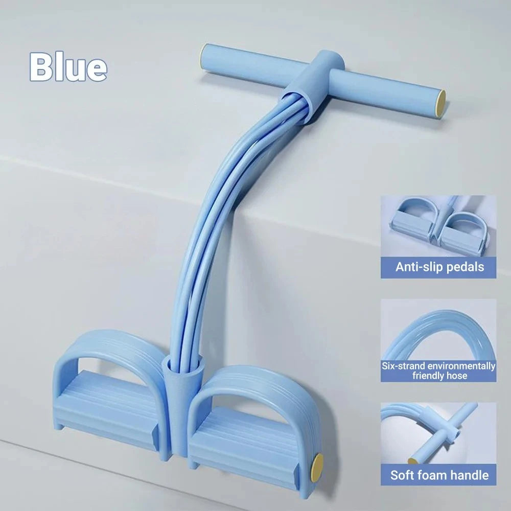 4-Tube Resistance Band Multi Function Tension Rope Fitness Bands 6-Tube Elastic Yoga Pedal Puller For Sports Exercises At Gym