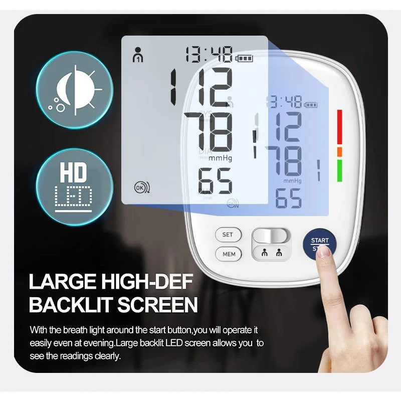 Home Use Automatic Digital Blood Pressure Monitor FC-BP100 -57.8*71.4mm Trip-Color LCD, 2x120 Memory / Comparable to Omron