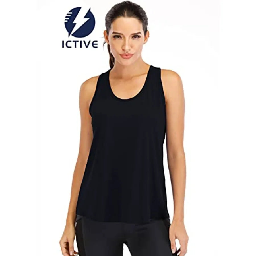 Workout Tops for Women Loose Fit Racerback Mesh Backless Muscle Tank Running Shirts