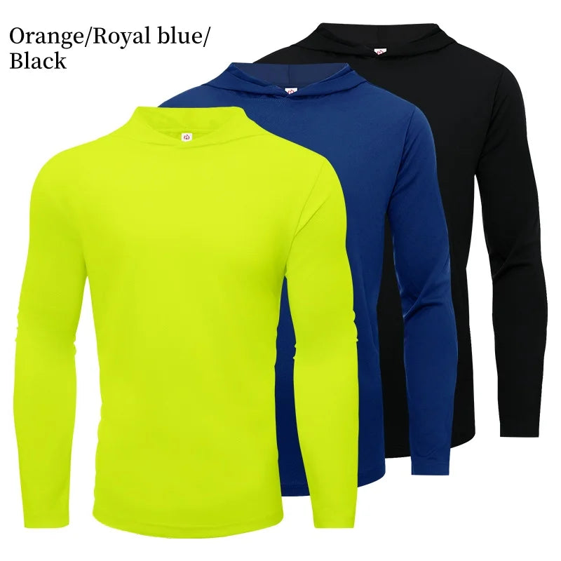 3 Pack Men UPF 50+ Sun Protection Hoodie Long Sleeve T Shirts Pack Quick Dry Shirt for Athletic Running Activewear Workout