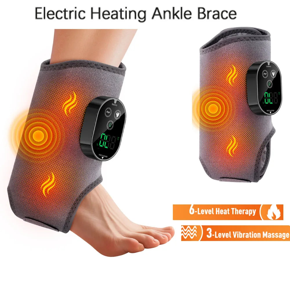 Rechargeable Electric Heating Ankle Brace Massager Hot Compress And Vibration Massage for Foot Muscle Relaxation
