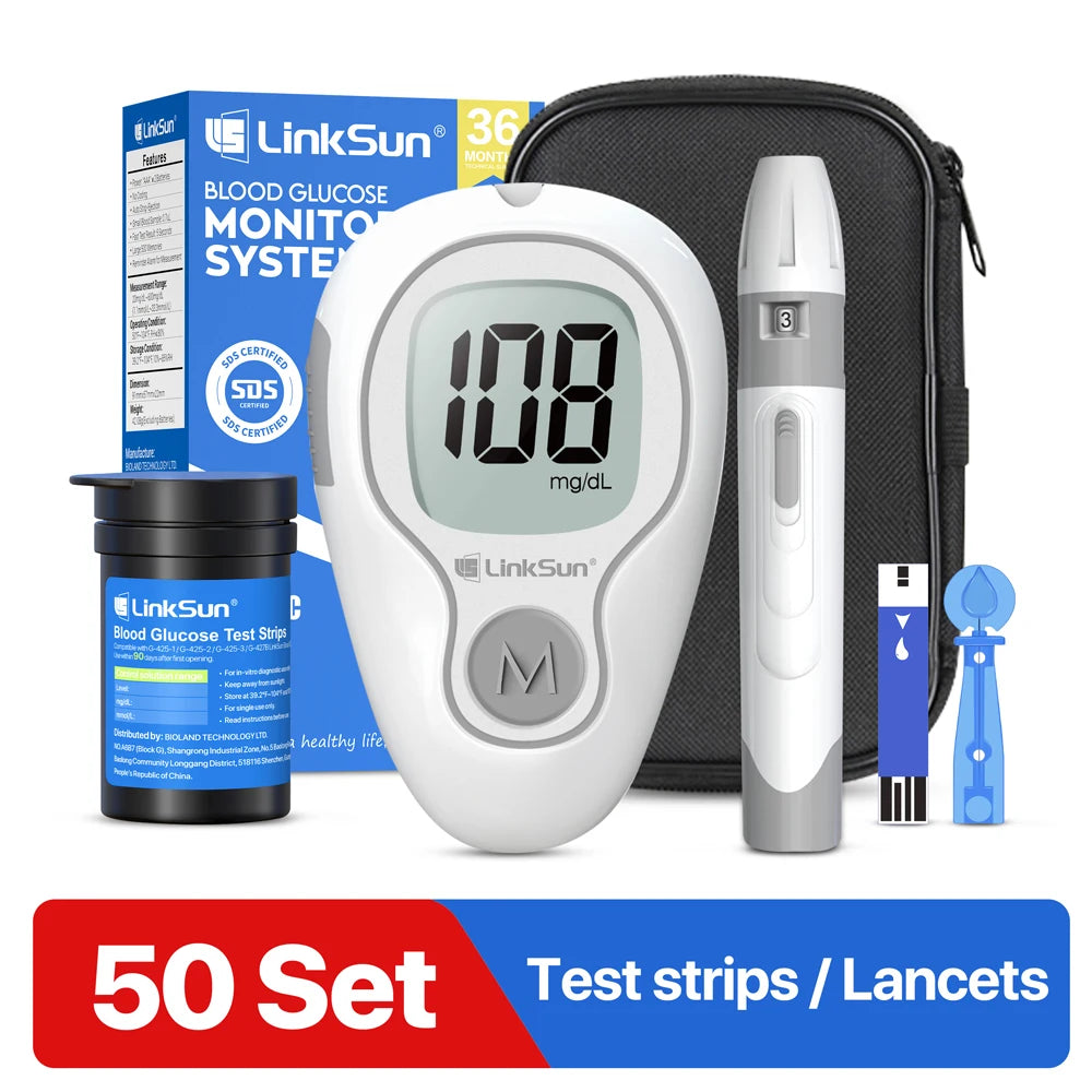 Blood Glucose Monitor G-425-1 50 Strips High-Precision+ Brightness 1 Blood Sugar Monitor 1 Lancing Device Diabetes Testing Kit
