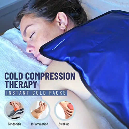 Gel Ice Pack for Back Pain - 21" x 13" Reusable Cold Pads for Hip, Knee, Shoulder Injuries, Muscle Strains