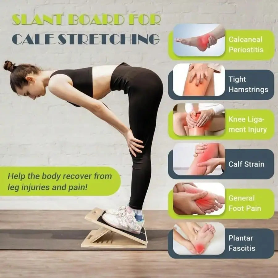 Adjustable Portable Wooden Slant Board For Calf Stretching - 300 Lbs Weight Capacity Foldable Calf Stretcher Board With 4-Level Smart Angles For Leg Exercises Squats Calf Stretching And Physical Therapy Home Fitness Equipment
