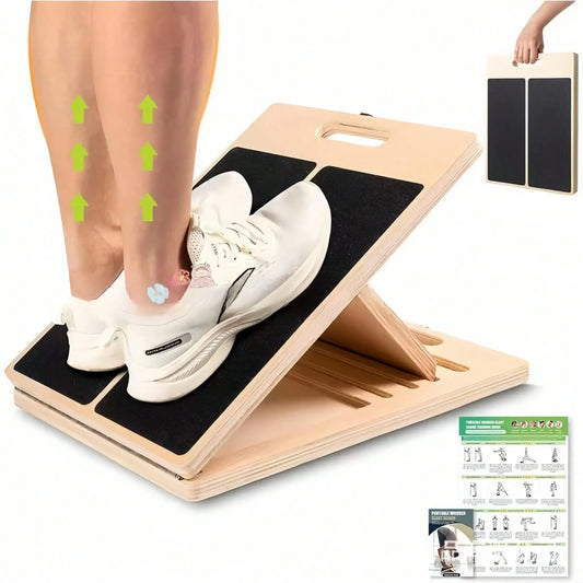 Adjustable Portable Wooden Slant Board For Calf Stretching - 300 Lbs Weight Capacity Foldable Calf Stretcher Board With 4-Level Smart Angles For Leg Exercises Squats Calf Stretching And Physical Therapy Home Fitness Equipment
