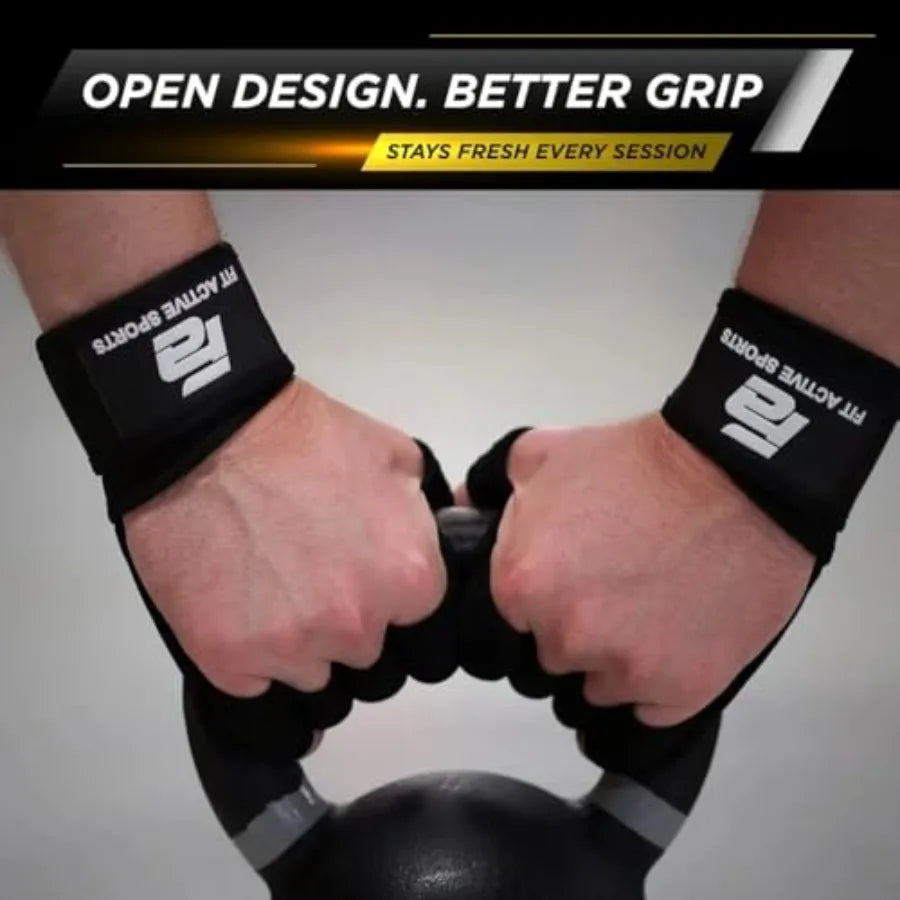 New Ventilated Weight Lifting Workout Gloves with Built-in Wrist Wraps for Men and Women - Great for Gym Fitness, Cross Trainin