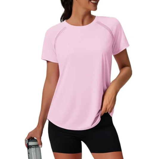 Womens Workout Tops Short Sleeve Yoga Pilates Outfits Athletic Gym Running UV Protection Shirts with Mesh