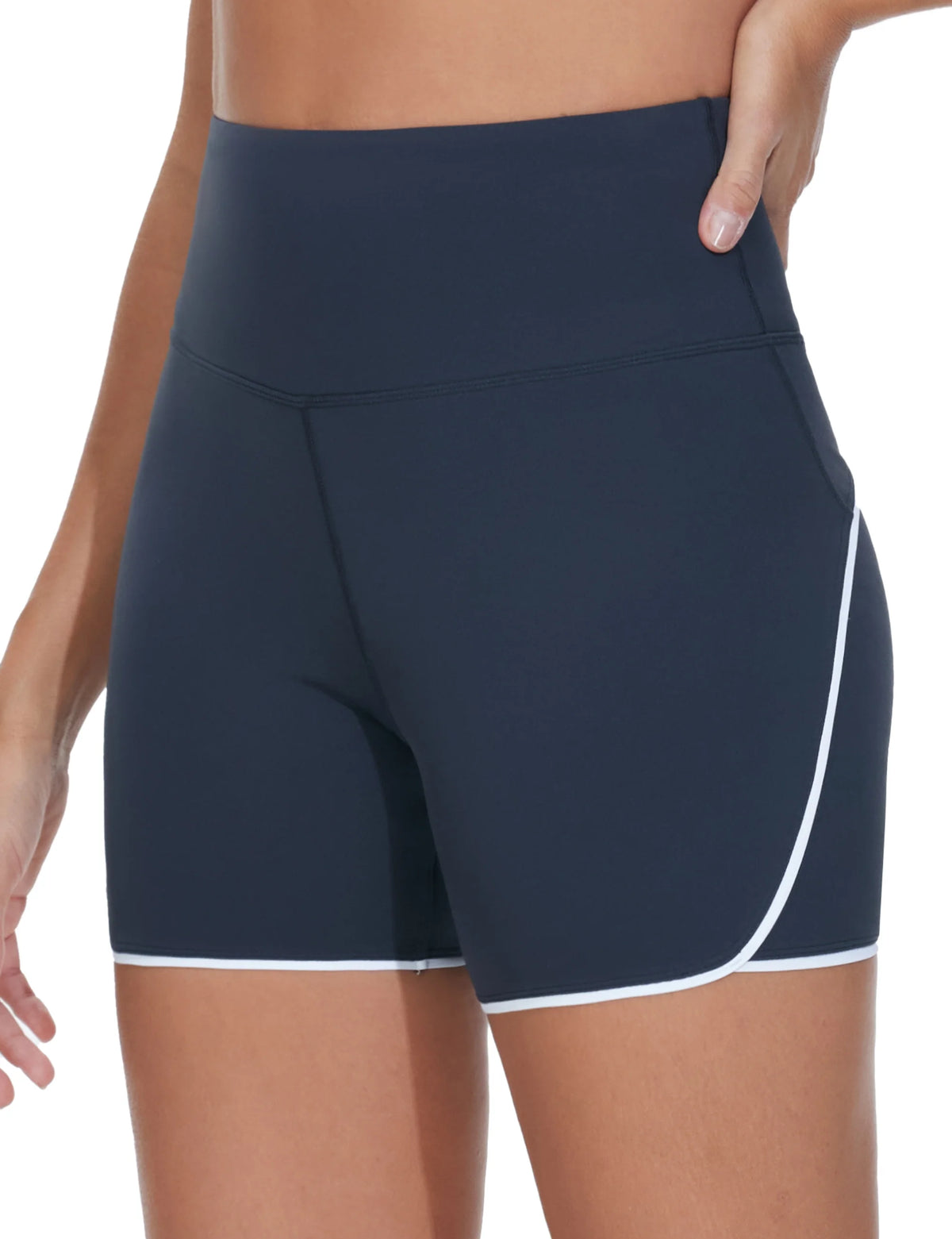 THE GYM PEOPLE Women's High Waisted Workout Shorts Stretchy Breathable Dolphin Split Running Yoga Lounge Shorts