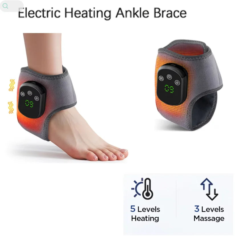 Rechargeable Electric Heating Ankle Brace Massager Hot Compress And Vibration Massage for Foot Muscle Relaxation
